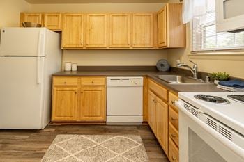 Kitchen with wooden cabinets